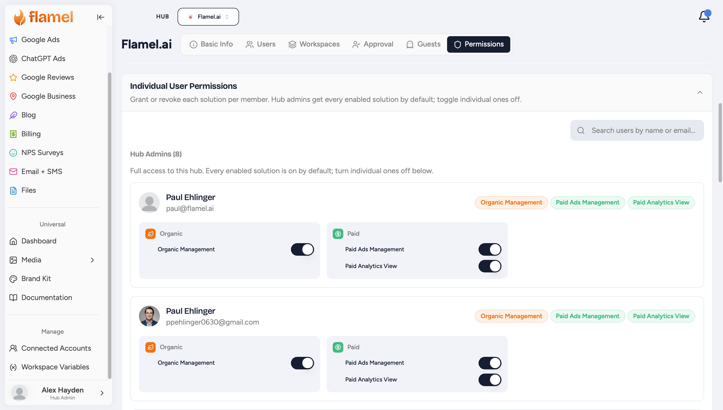Individual User Permissions 