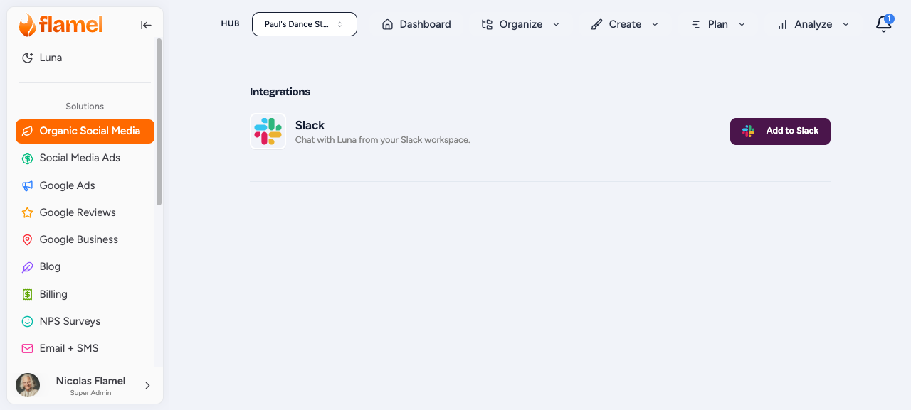 Integrations settings