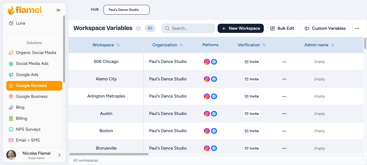 Workspace custom variables