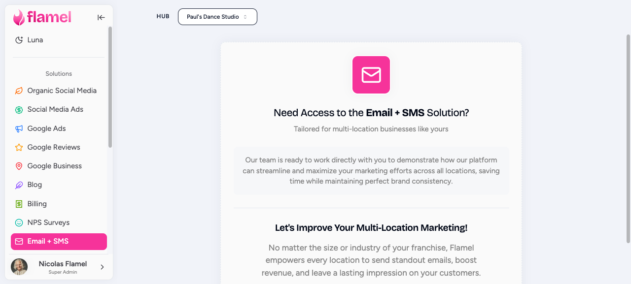 Email campaign list with create and send actions