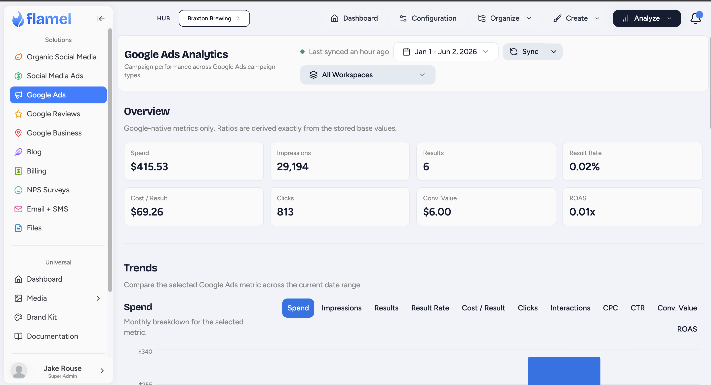 Google Ads campaign performance overview