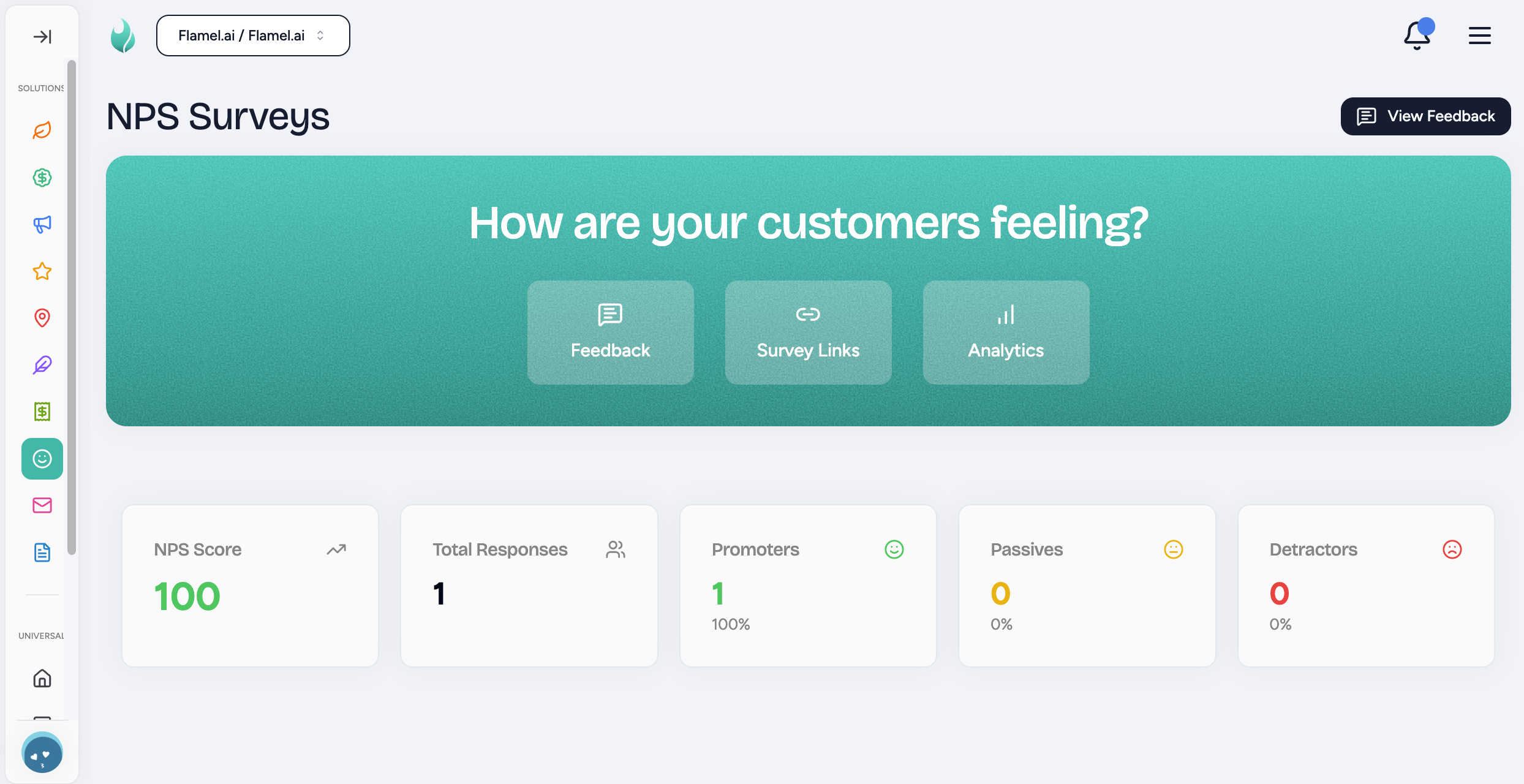 NPS surveys dashboard