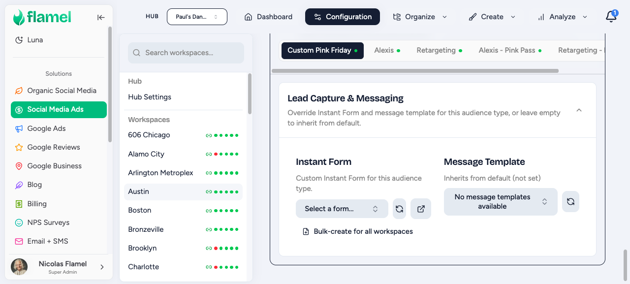 Lead forms configuration