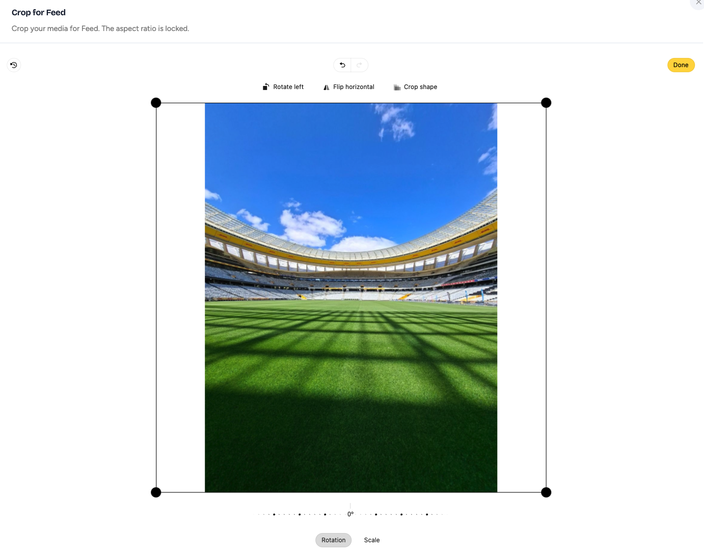 Media edit actions: crop, trim, mute, and overlay icons on an uploaded file