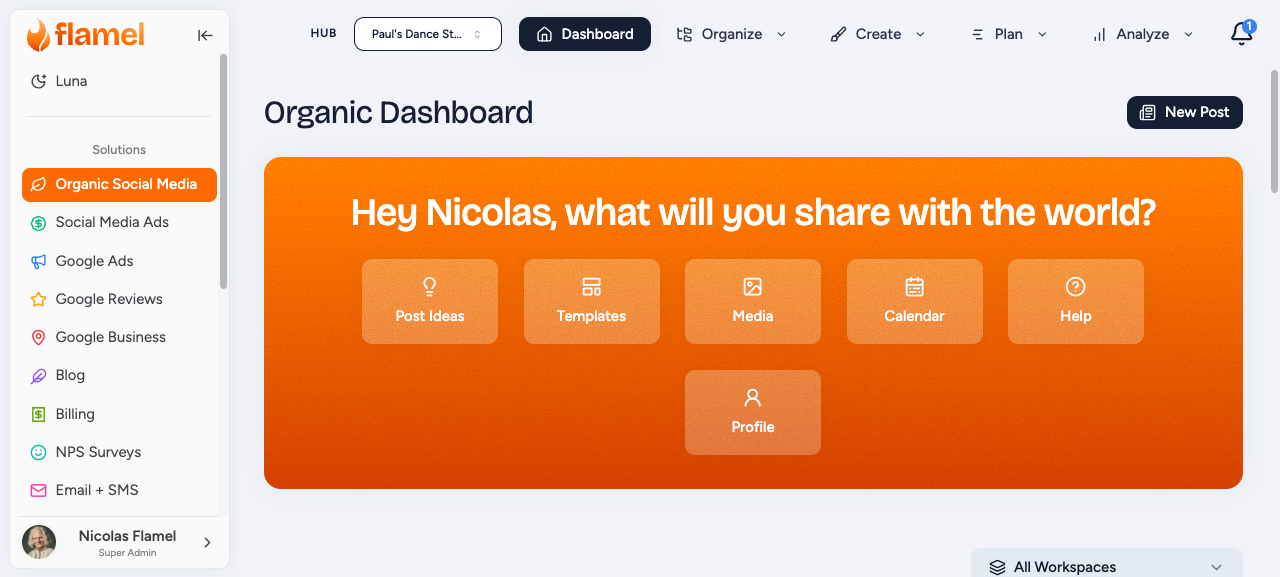 Main dashboard overview