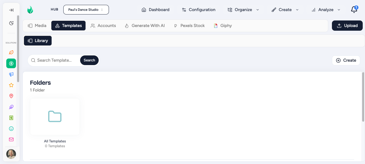 Templates library grid